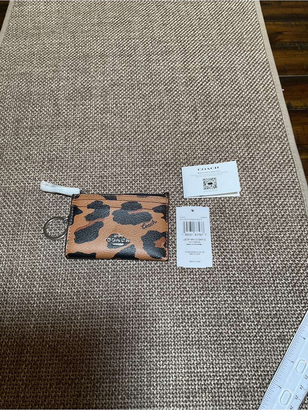 Coach Leopard Print Mini Skinny ID Card Case - Brown, Black, Silver NWT